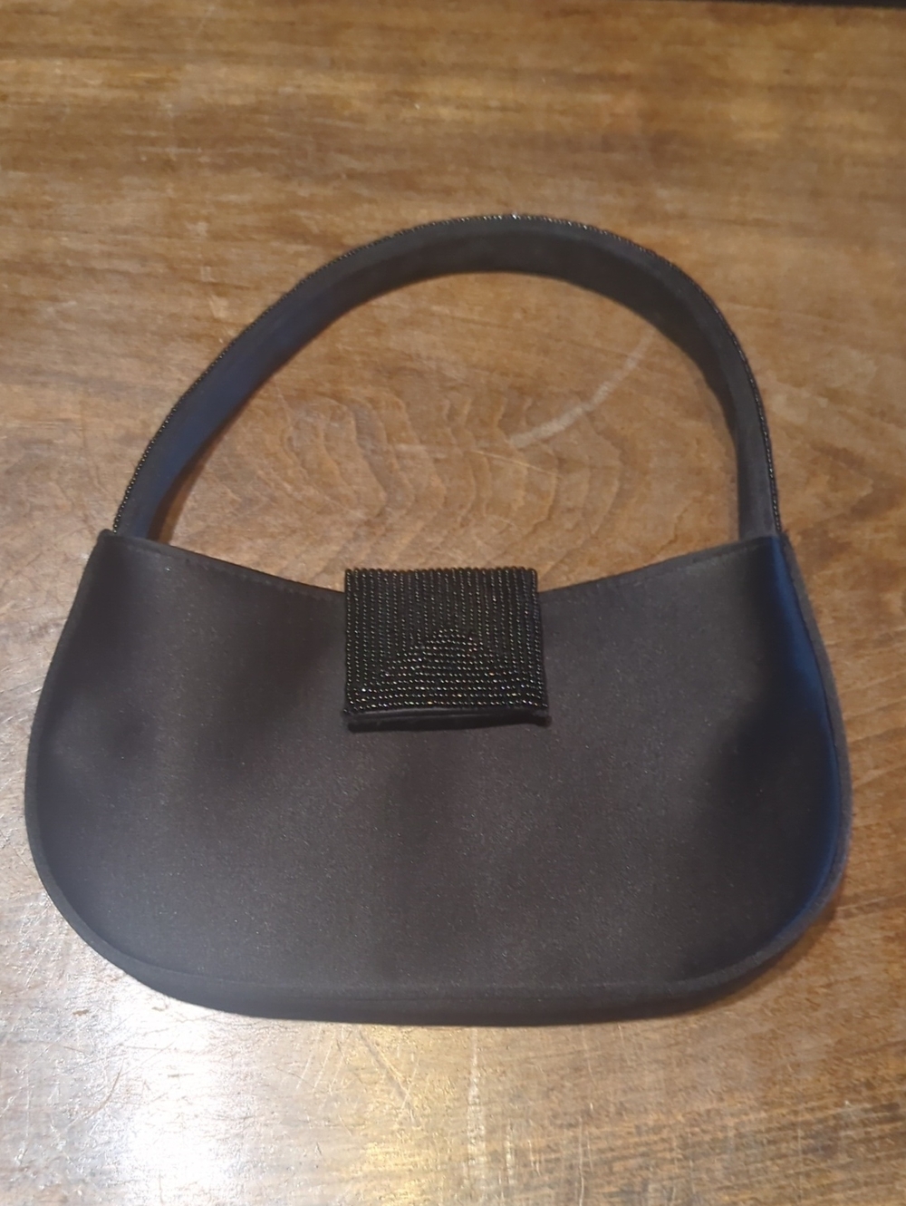 Vintage Talbots black satin baguette bag